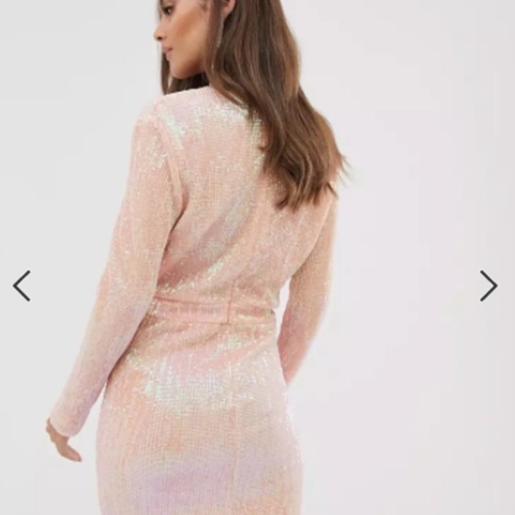 LAVISH ALICE Long Sleeve Pink Sequin Stretch Mini Dress NWT - Picture 2 of 7